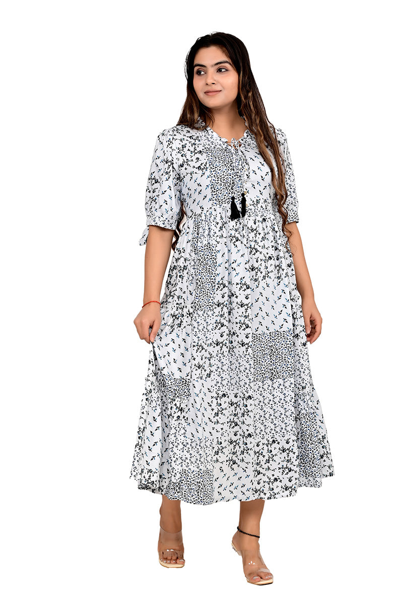 Women Printed Woven Cotton Western Wear Dress