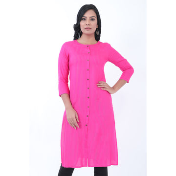 Women Woven Rayon Lurex 3/4 Sleeves Kurta