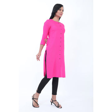 Women Woven Rayon Lurex 3/4 Sleeves Kurta